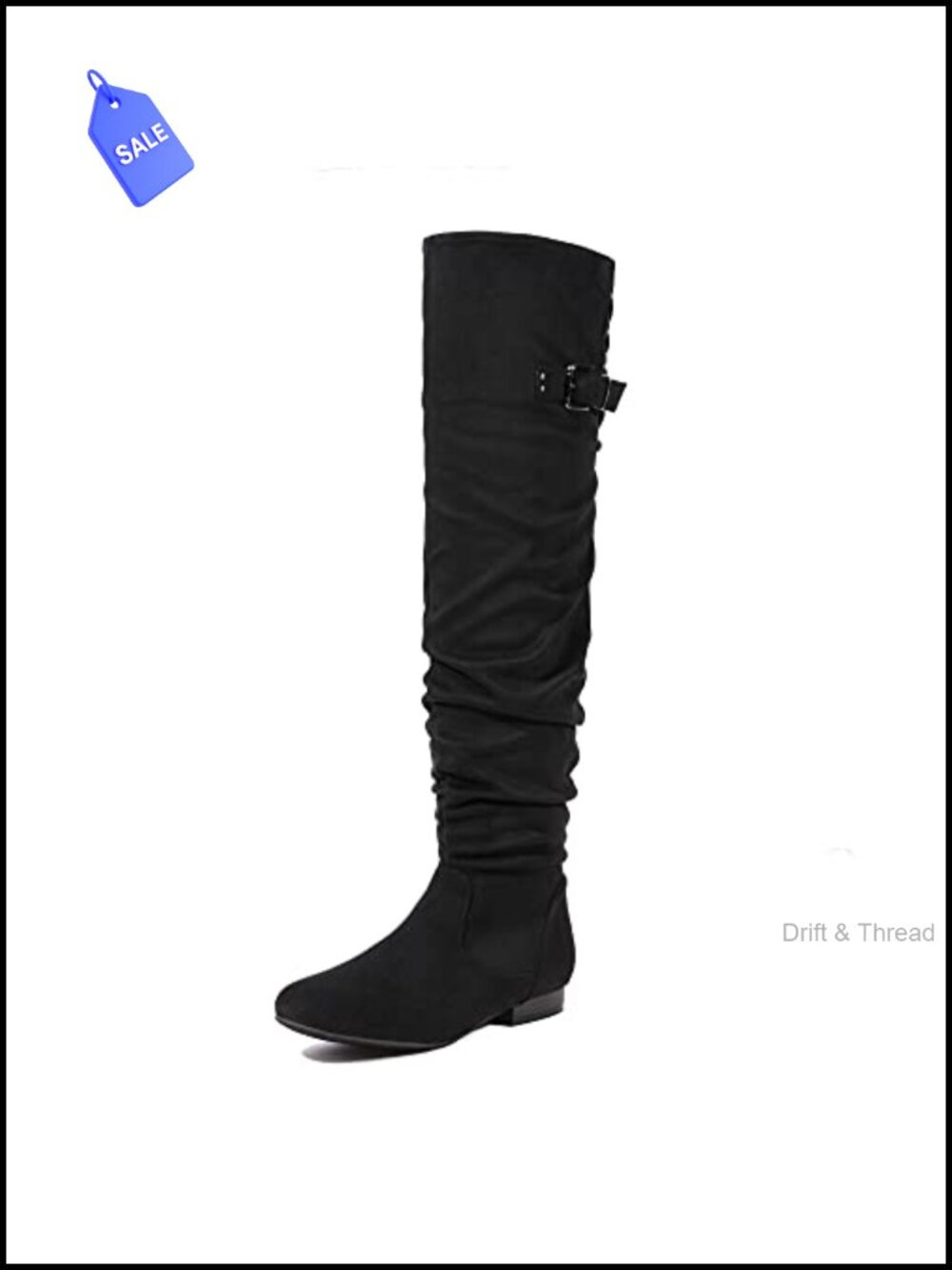 Over the Knee Flat Boots Faux Suede Faux Fur Lined Slouch Thigh High